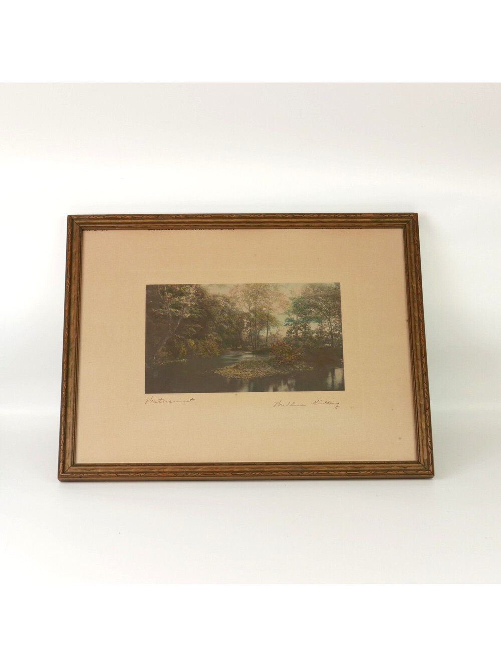 Wallace Nutting Hand Colored Photograph Print Watersmeet Stream Antique Framed